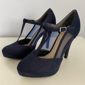 Navy Blue Suede Heels